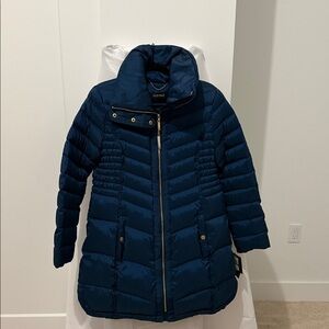Ellen Tracy DownBlue Puffer Jacket with Gold size L